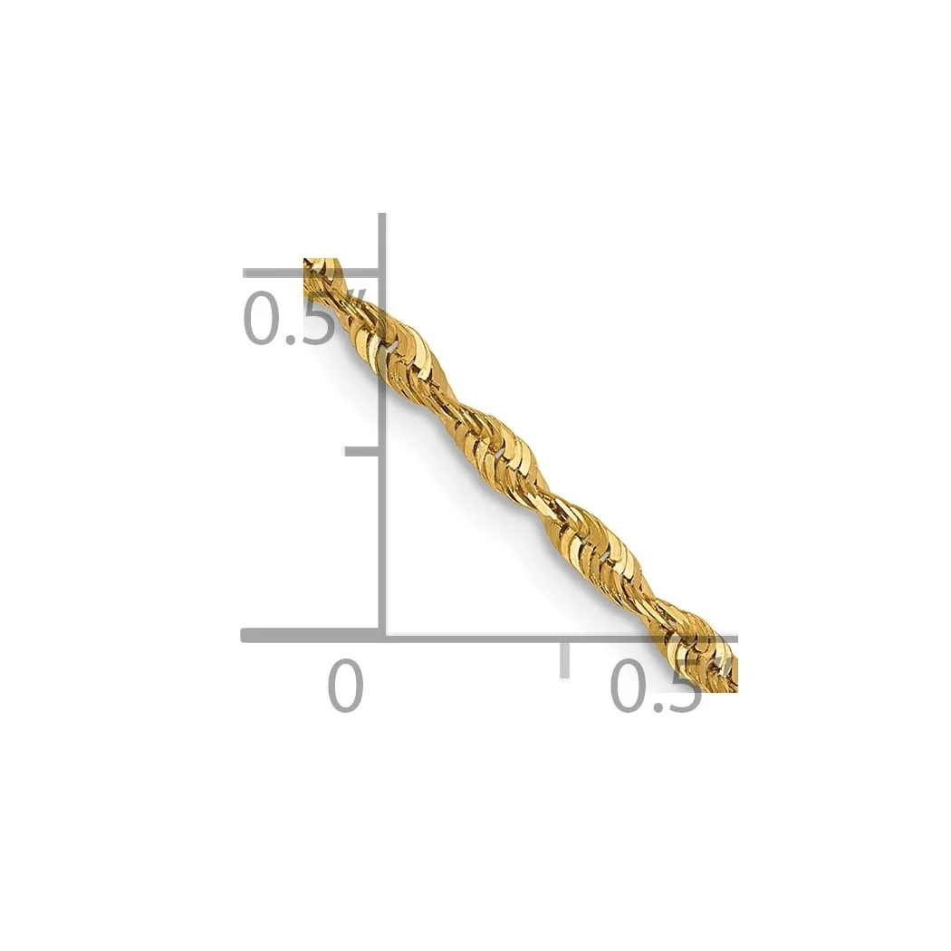 10k Gold 1.8mm Sparkle Cut Lightweight Rope Chain Necklace 22 Inch Jewelry Gifts for Women