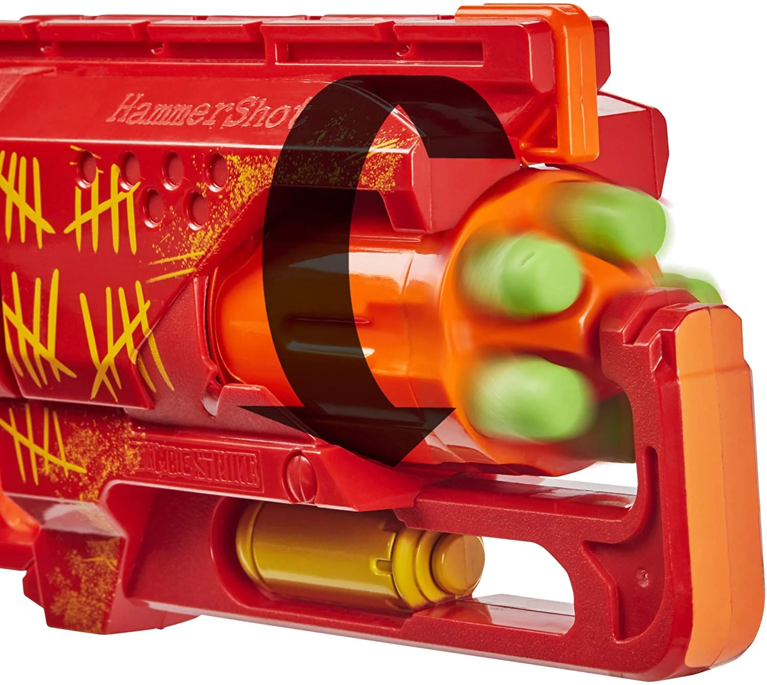NERF Zombie Strike Hammershot Blaster Pull Back Hammer Blasting Action Red Color Scheme