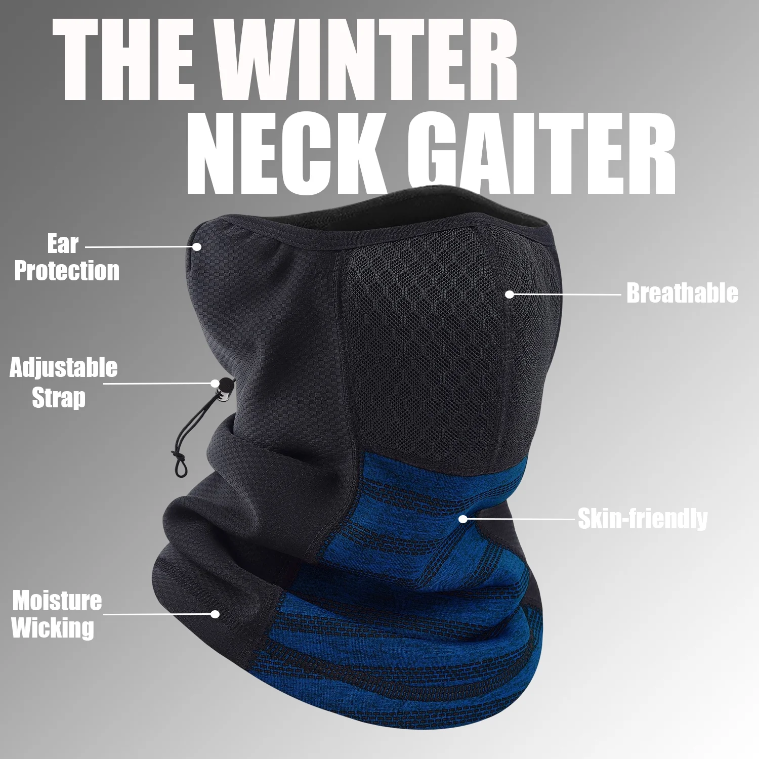 2 Pack Ski Mask Balaclava Winter Windproof Scarves for Men and Women,Scarve Liner Face Covering for Cold Weather for Women Men Neck Gaiter Dark Gray&Blue