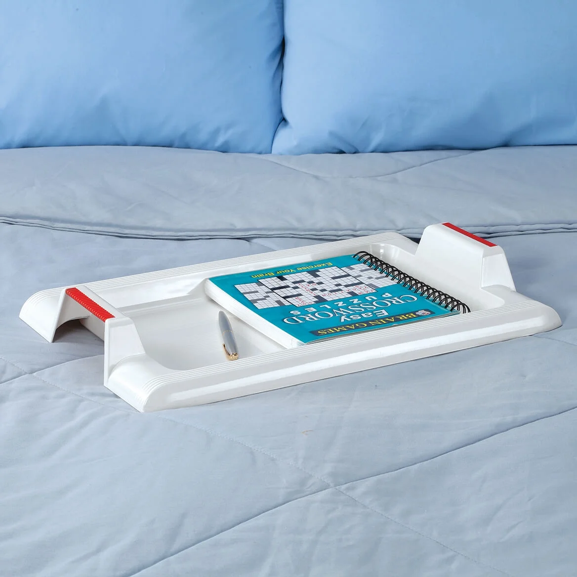 Extra Deep Lap Tray – Large Food Meal Serving Tray with Easy Grip Handles – White Plastic – Dishwasher Safe