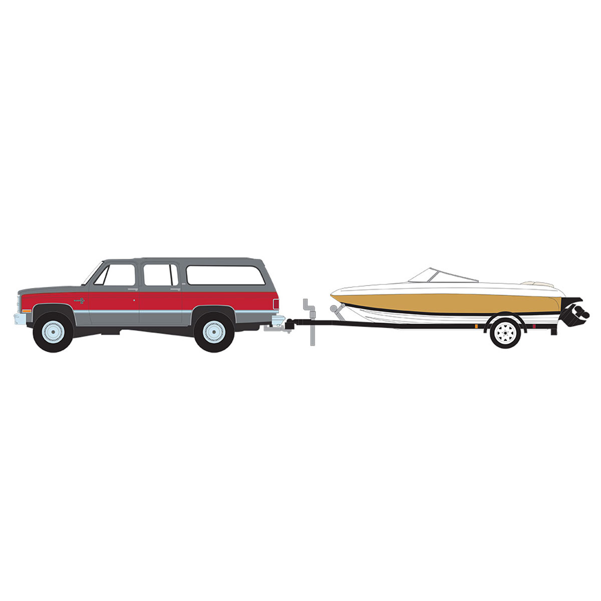 1/64 1987 Chevrolet Suburban K20 Silverado w/ Boat Trailer Hitch Tow 32290-B