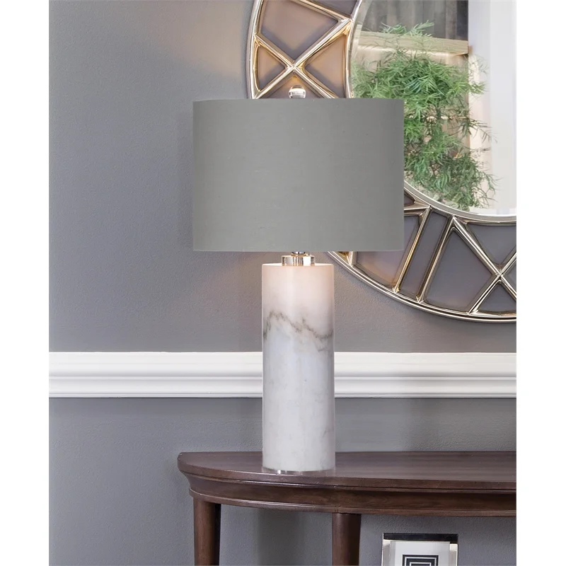 Raywick Table Lamp in White Marble by Bassett Mirror