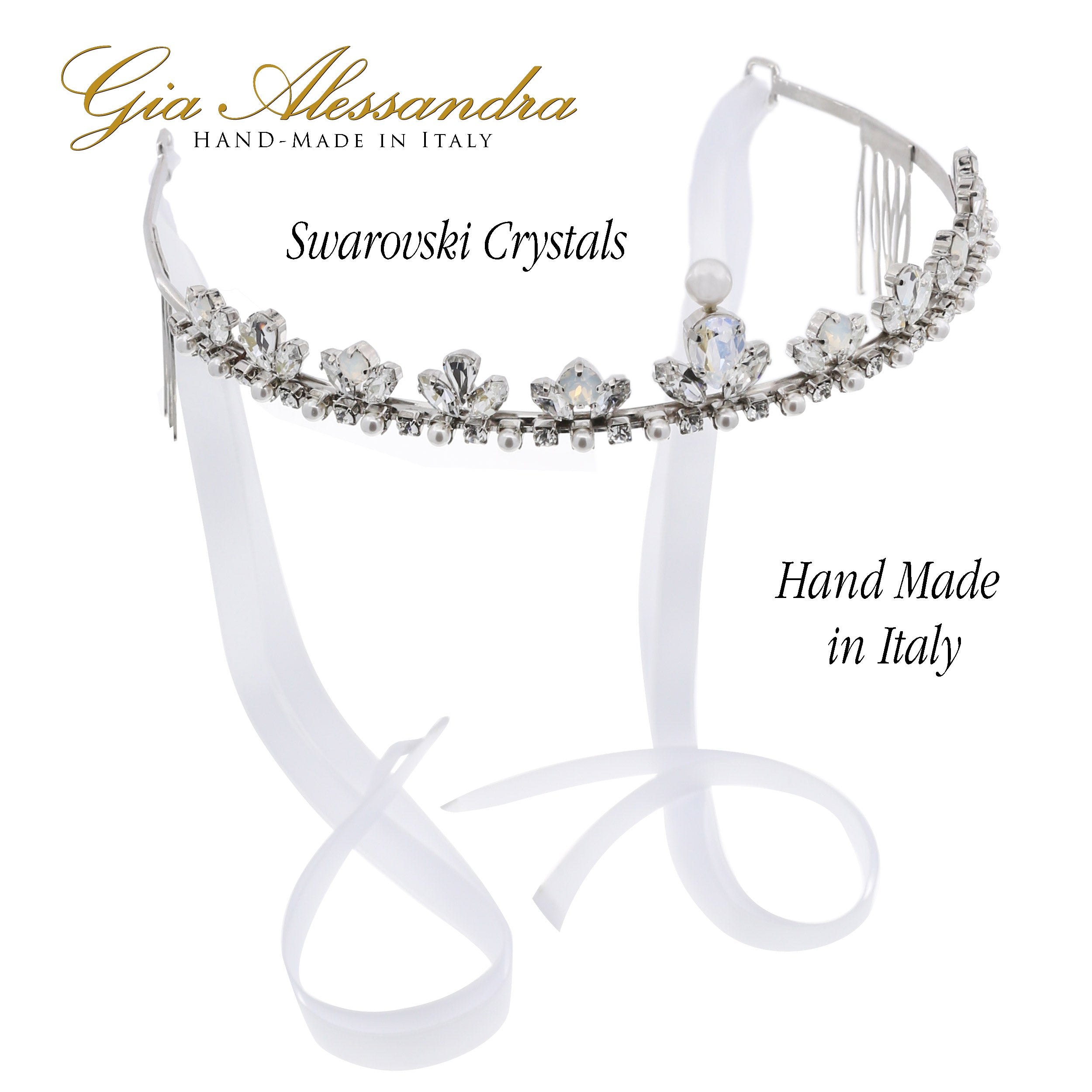 GA246 Silver Wedding Bridal Tiara With Swarovski Crystals