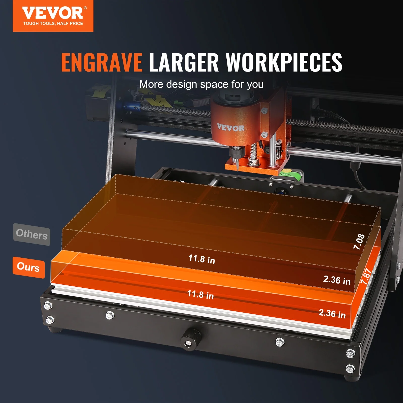 BENTISM CNC Router Machine, 60W, 3 Axis GRBL Control Wood Engraving Carving Milling Machine Kit,11.8 x 7.87 x 2.36 in Working Area 1200 RPM for Wood Acrylic MDF PVC Plastic Foam Vinyl