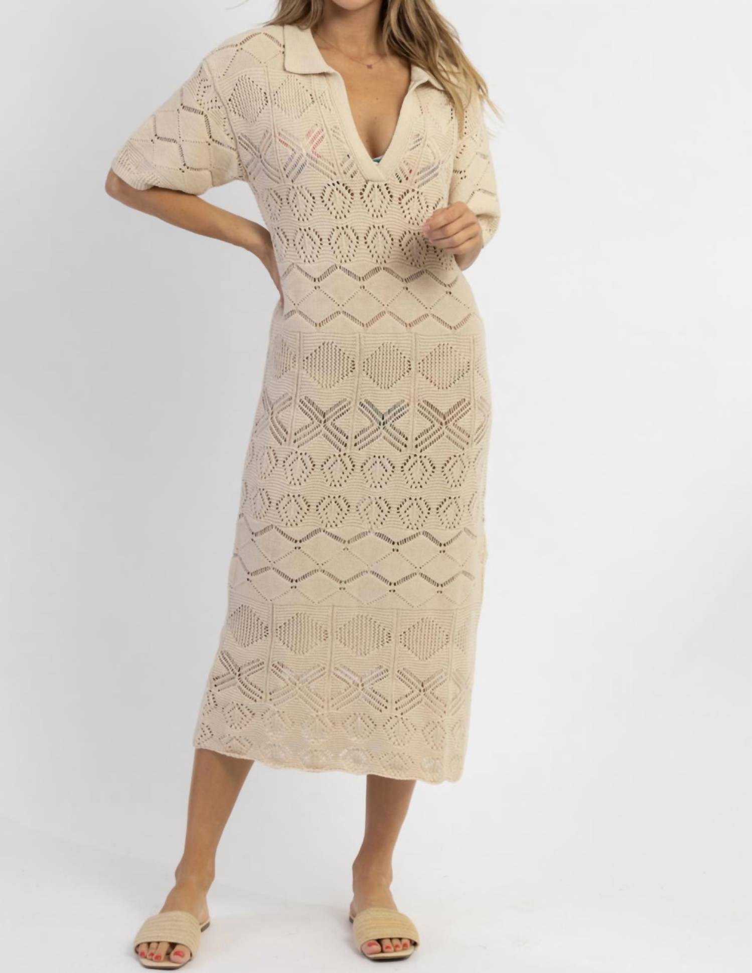 MABLE Charter Crochet Midi Dress
