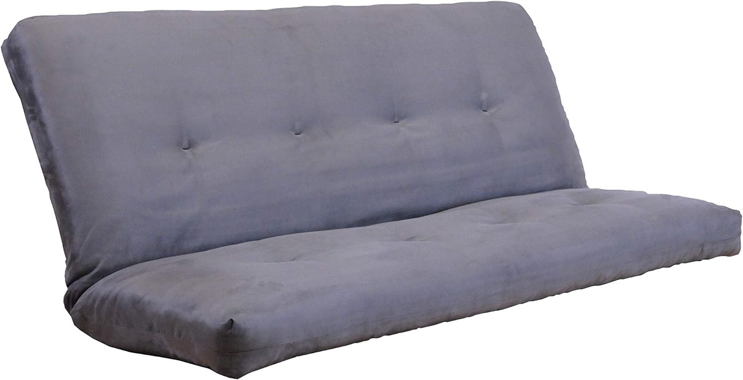 Traditional Suede Fabric Futon Mattress In Gray