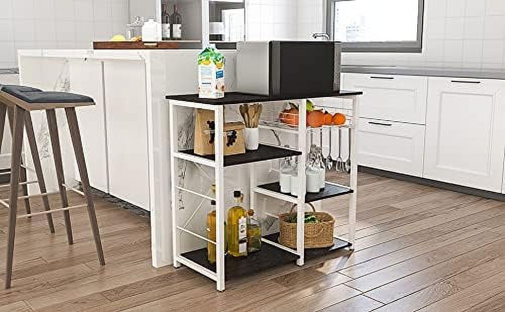 TJUNBOLIFE 3-Tier Kitchen Baker's Rack Microwave Stand  Rack  Kitchen Utility   Organizer  Multifunctional   is Suitable for Kitchen  Living Room and Corridor  （Black）