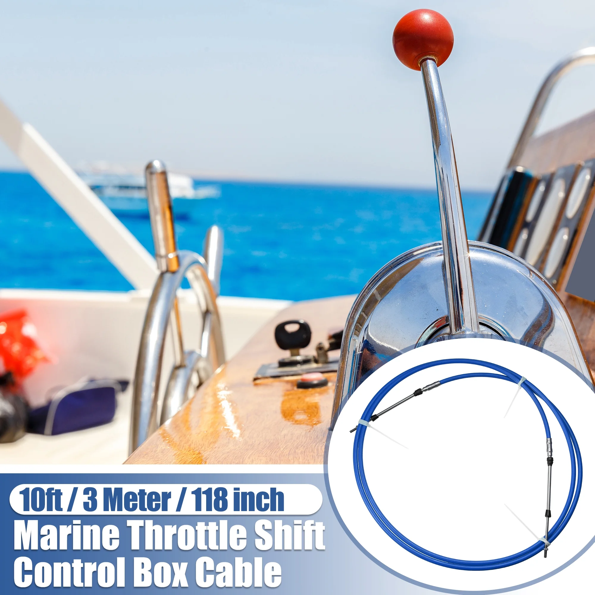 1pcs 10ft 118 Inch Marine Type 3300 / 33C Throttle Shift Remote Control Box Cable for Yamaha Outboard Engine Boat Blue