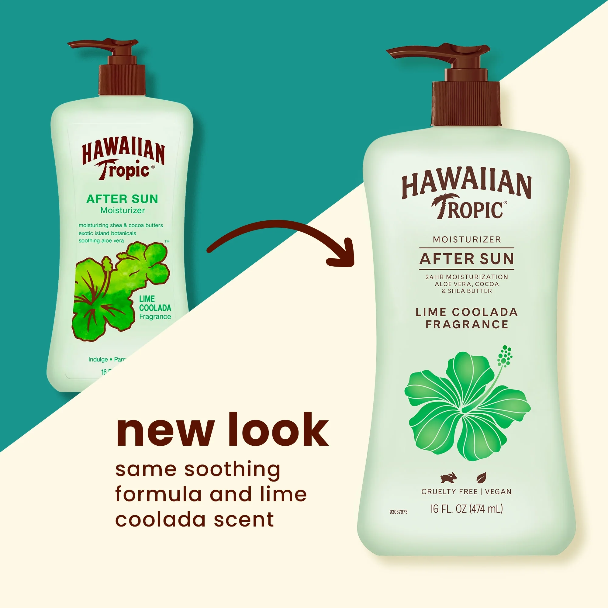 Hawaiian Tropic Lime Coolada After Sun Moisturizing Lotion, 16oz, Includes Shea & Cocoa Butters