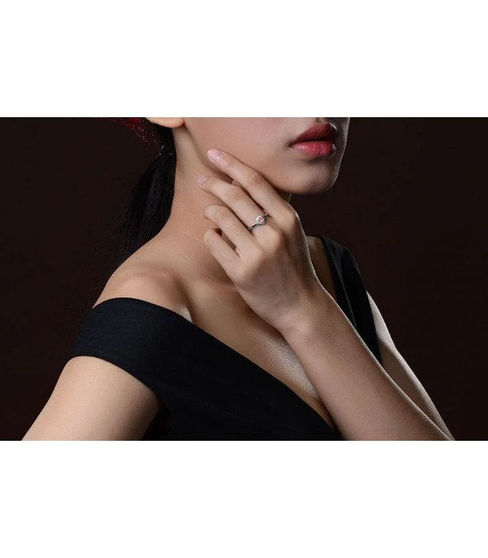 Pear Cut 1.25 Carat Morganite and Diamond Engagement Ring in 14k White Gold affordable morganite and diamond engagement ring