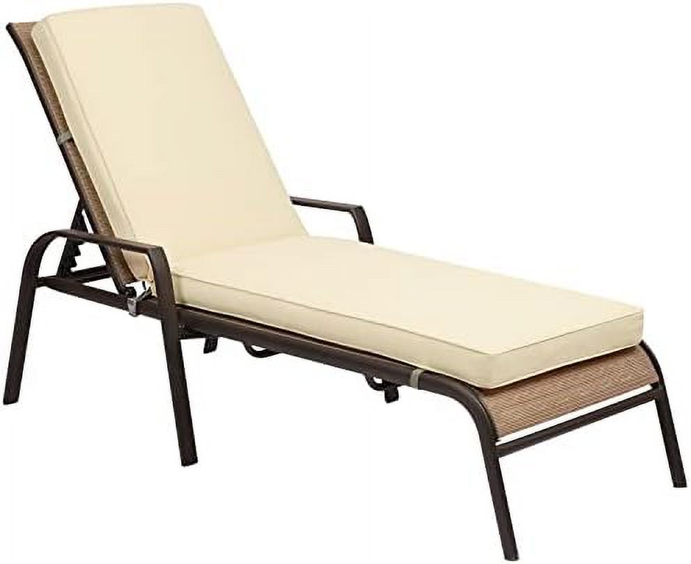 Patio Chaise Lounger Cushion Olefin Fabric - Beige 72 x 21 x 3 Inch (Only Cushion)
