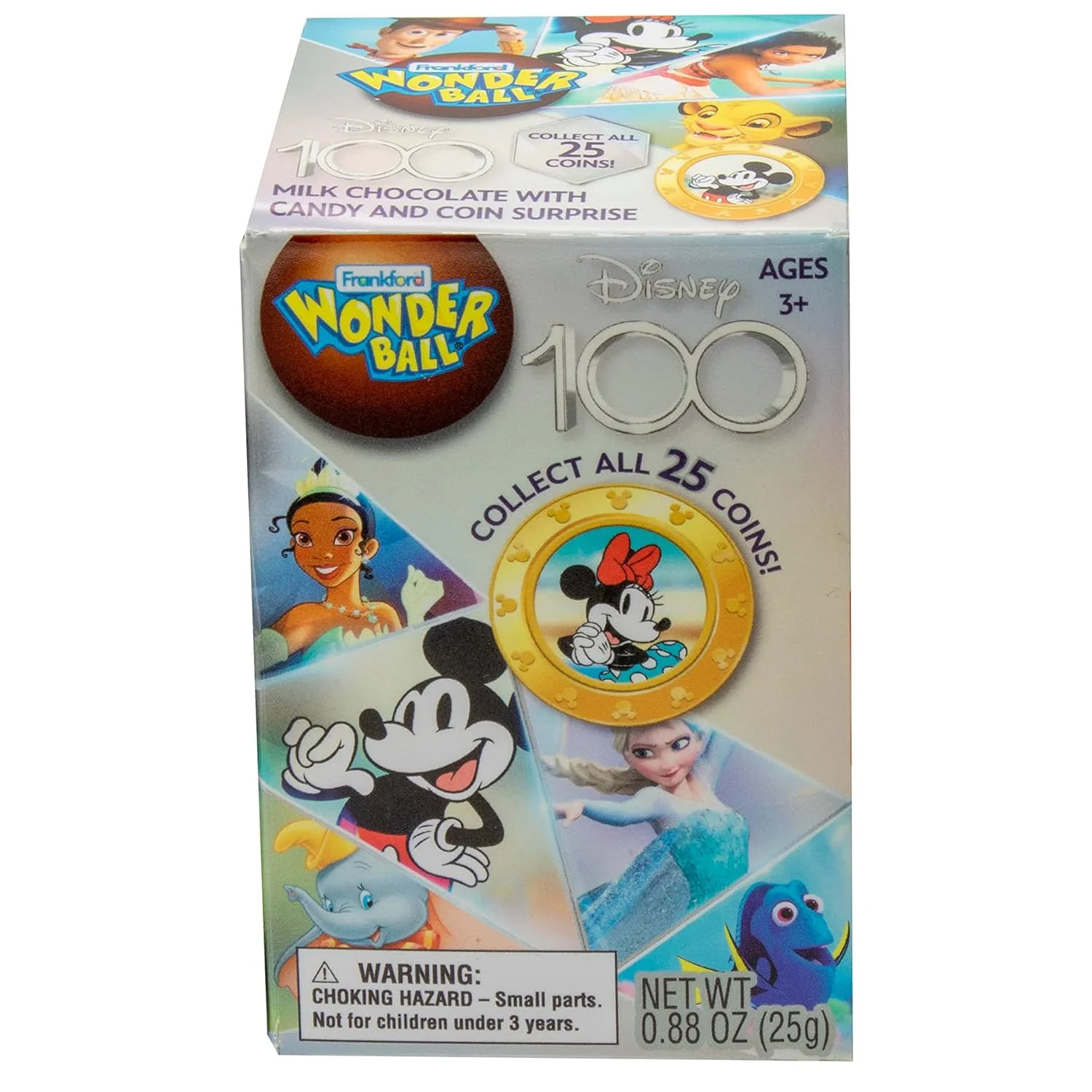 Limited Edition Disney 100th Anniversary Milk Chocolate Wonder Ball with Surprise Collectible Coin, 10 Pack, Christmast Stocking Stuffers and Holiday gifts, by Candy