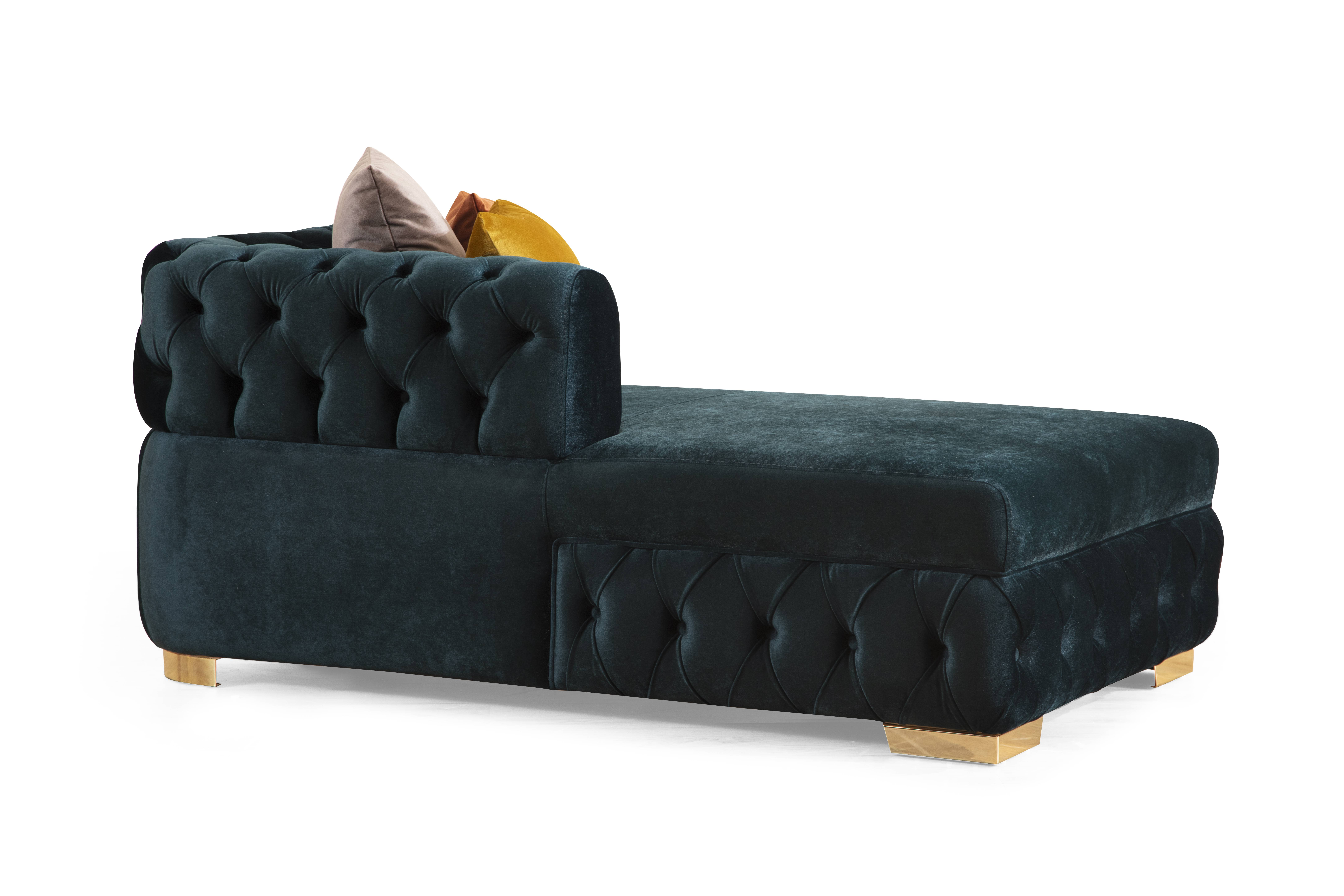 Matilda Green Sectional - Green Velvet Double Chaise U shaped sectional