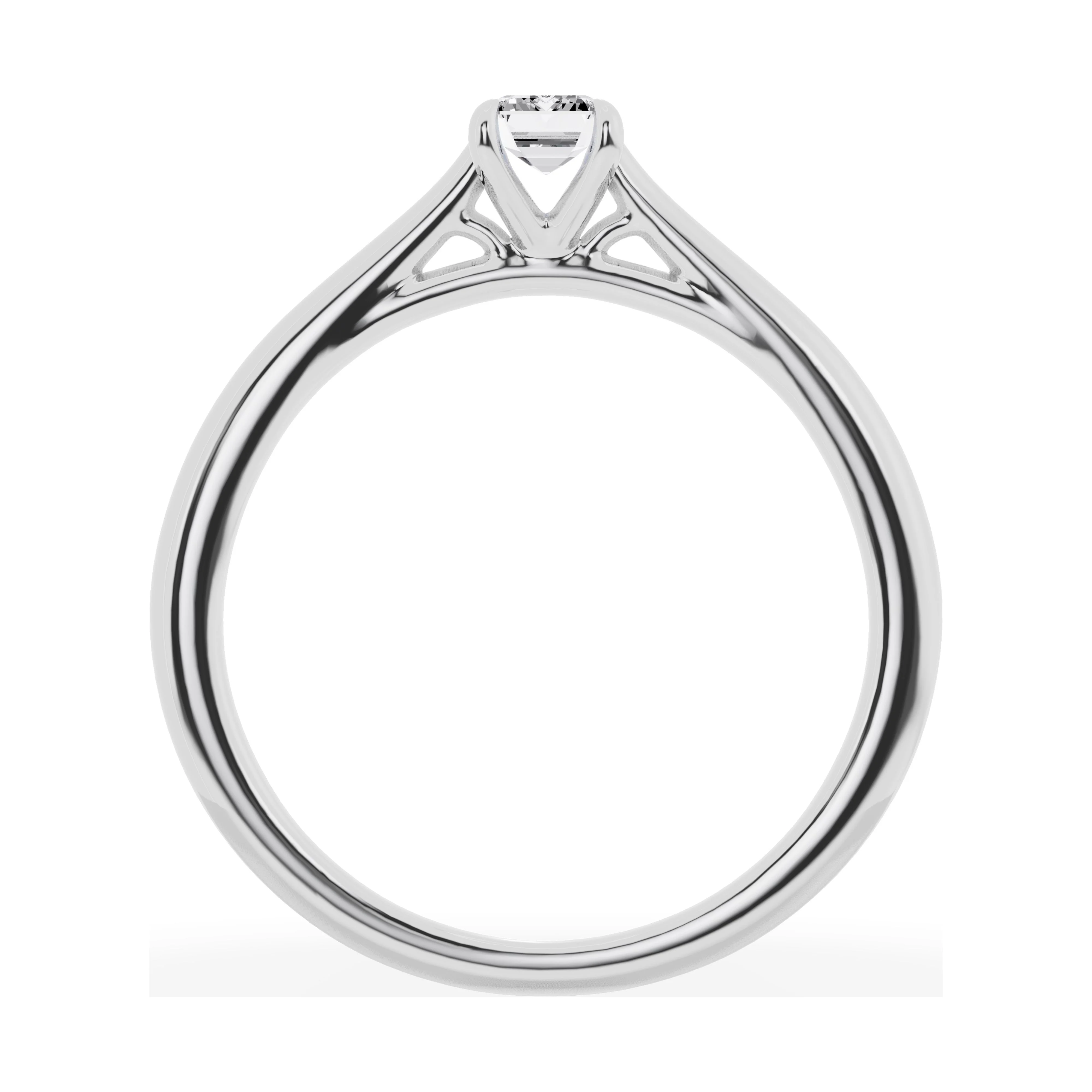 Unique Moments 0.33 Carat Solitaire 4-Prong Lab Grown Emerald-Cut Diamond Engagement Ring 10K White Gold