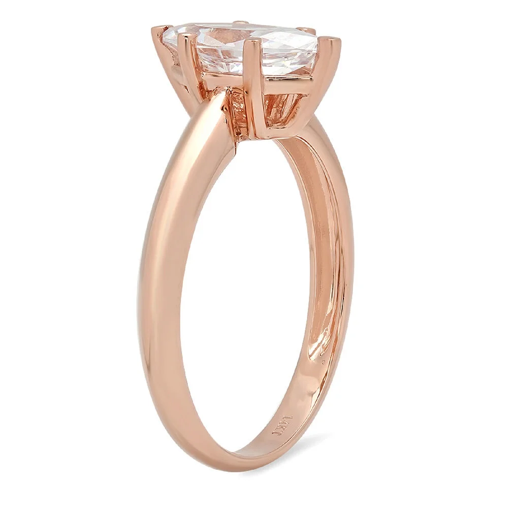 1ct marquise cut clear moissanite 14k rose gold anniversary engagement ring size 10