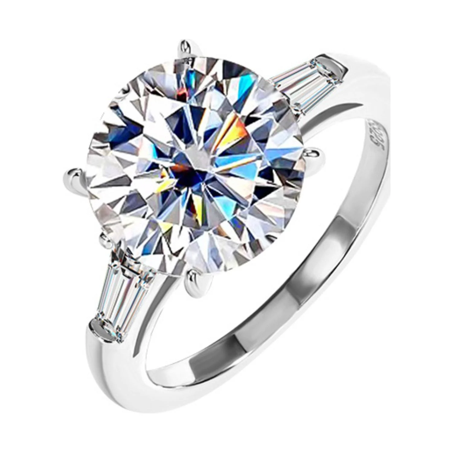 5ct Round Cut Moissanite Wedding Bands for Women D Color VVS1 Sterling Silver Diamond Rings Blue/Green/Red Moissanite Engagement Rings with Certificate