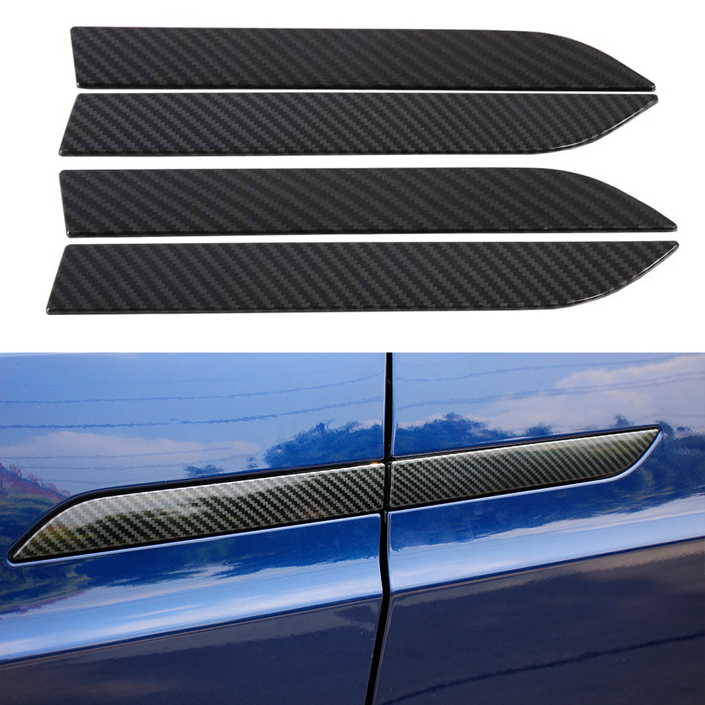 OUBOLUN ABS Imitate Carbon Fiber 4 PCS/Set Door Handle Cover Insert Trims For Tesla Model X 2016-2020 Car Exterior Body Kits Decoration