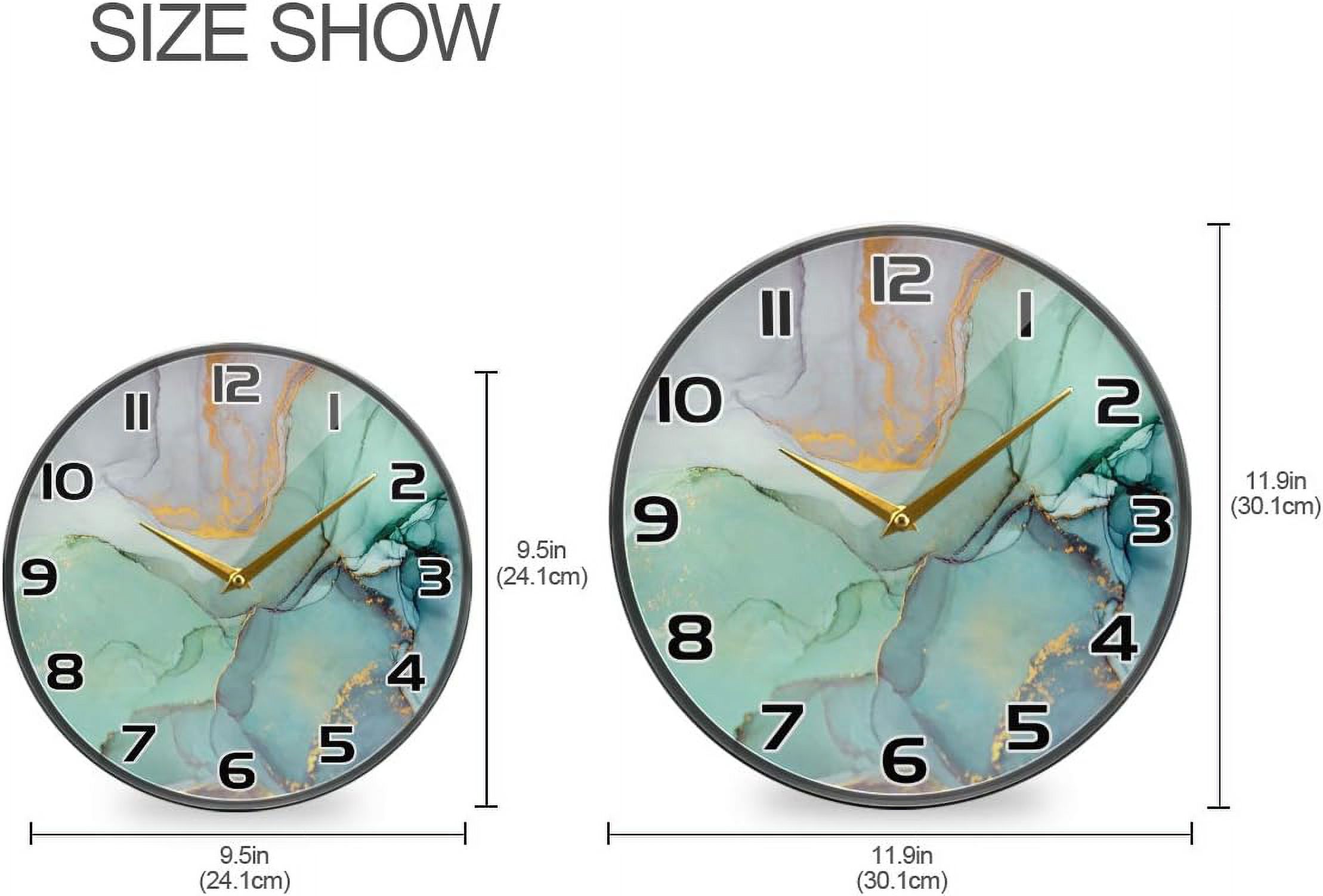 Wellsay Large Wall Clocks Vintage Battery Operated Marble Non Ticking 11.9 inch Clock Silent Art Bedroom Kitchen Clock Atomic Analog Clocks Home Decor for Kids