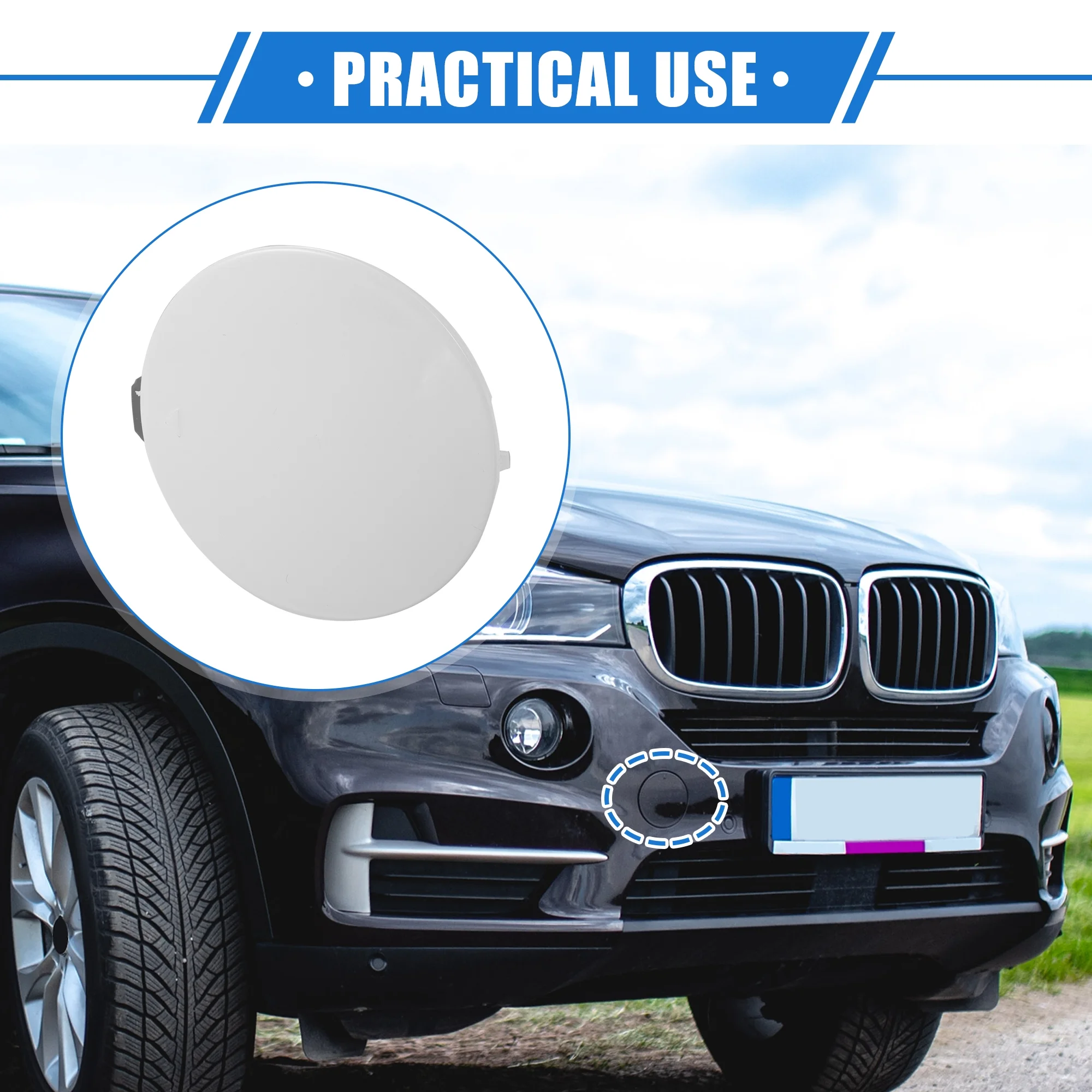 Unique Bargains Car Tow Hook Eye Hole Cover Cap for BMW X5 SDrive35i 2016-2018 Durable Plastic White Front Right Bumper