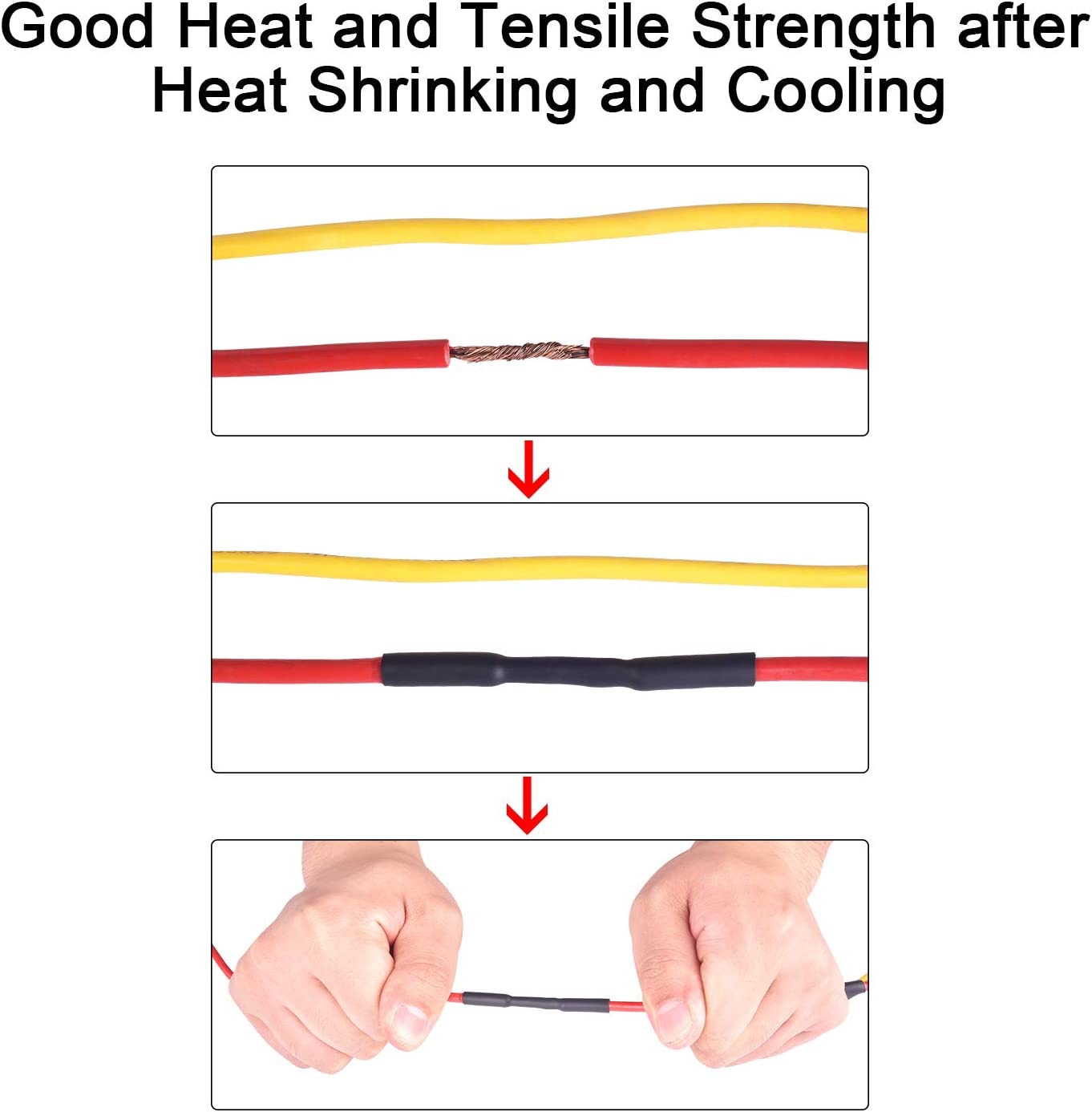 XHF 2 Pcs 1-1/4 Inch (30mm) 3:1 Waterproof Heat Shrink Tubing Marine Grade Adhesive Lined Heat Shrink Tube, Insulation Sealing Oil-Proof 4 Ft Black&Red