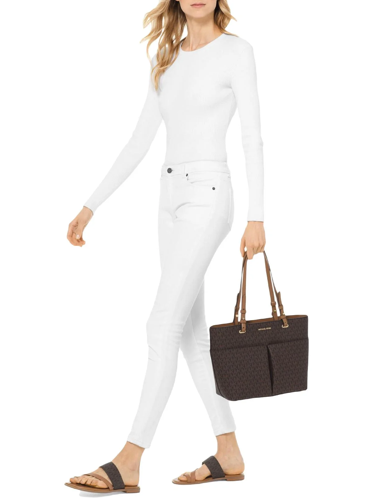 Michael Kors Brown / Acorn Bedford Medium Logo Tote