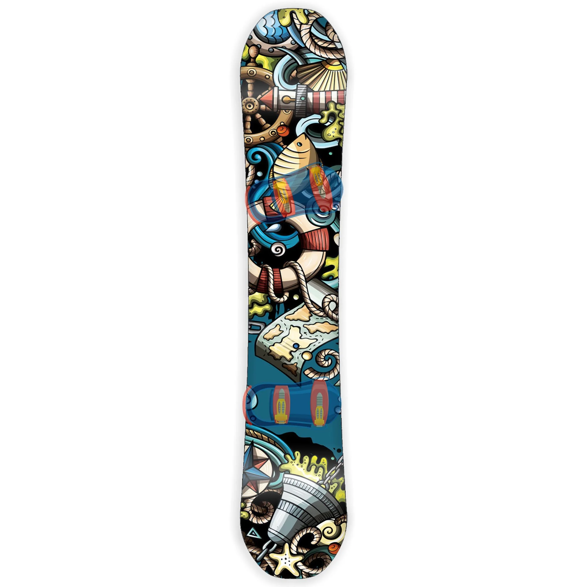 Snowboard Wrap Graphic Sticker Skin Cover - Includes Breakaway Knife - Universal Fit up to 65 inches and 14 inches Wide - Nautical Boat Sea Sail
