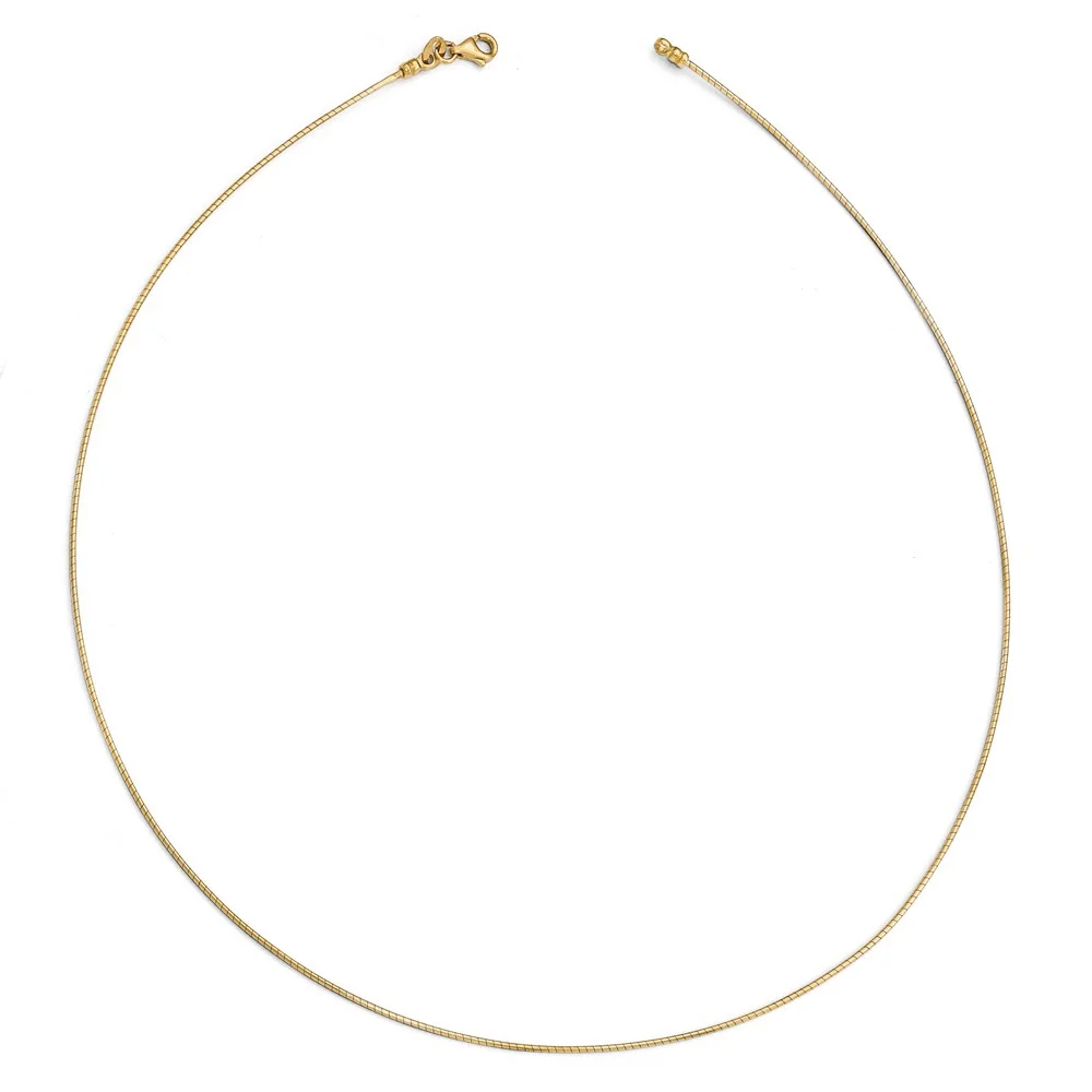 Leslie's Real 14kt Yellow Gold 1MM Round Detachable clasp Omega Necklace; for Adults and Teens; for Women and Men