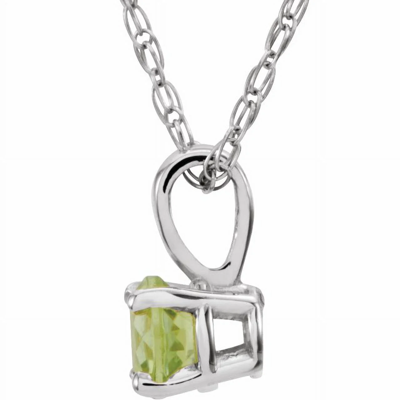 Sterling Silver 3 mm Imitation Peridot Youth Solitaire 14