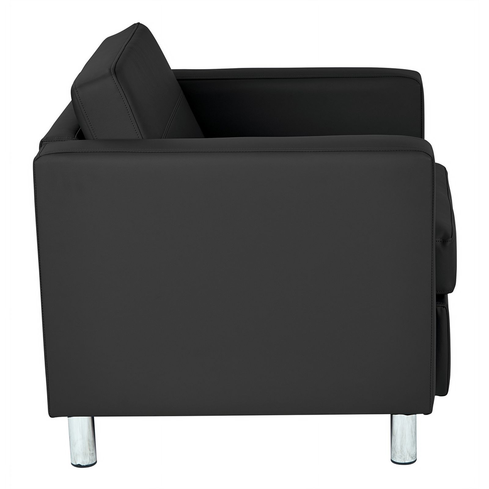 Pemberly Row Contemporary Faux Leather Armchair In Black Vinyl