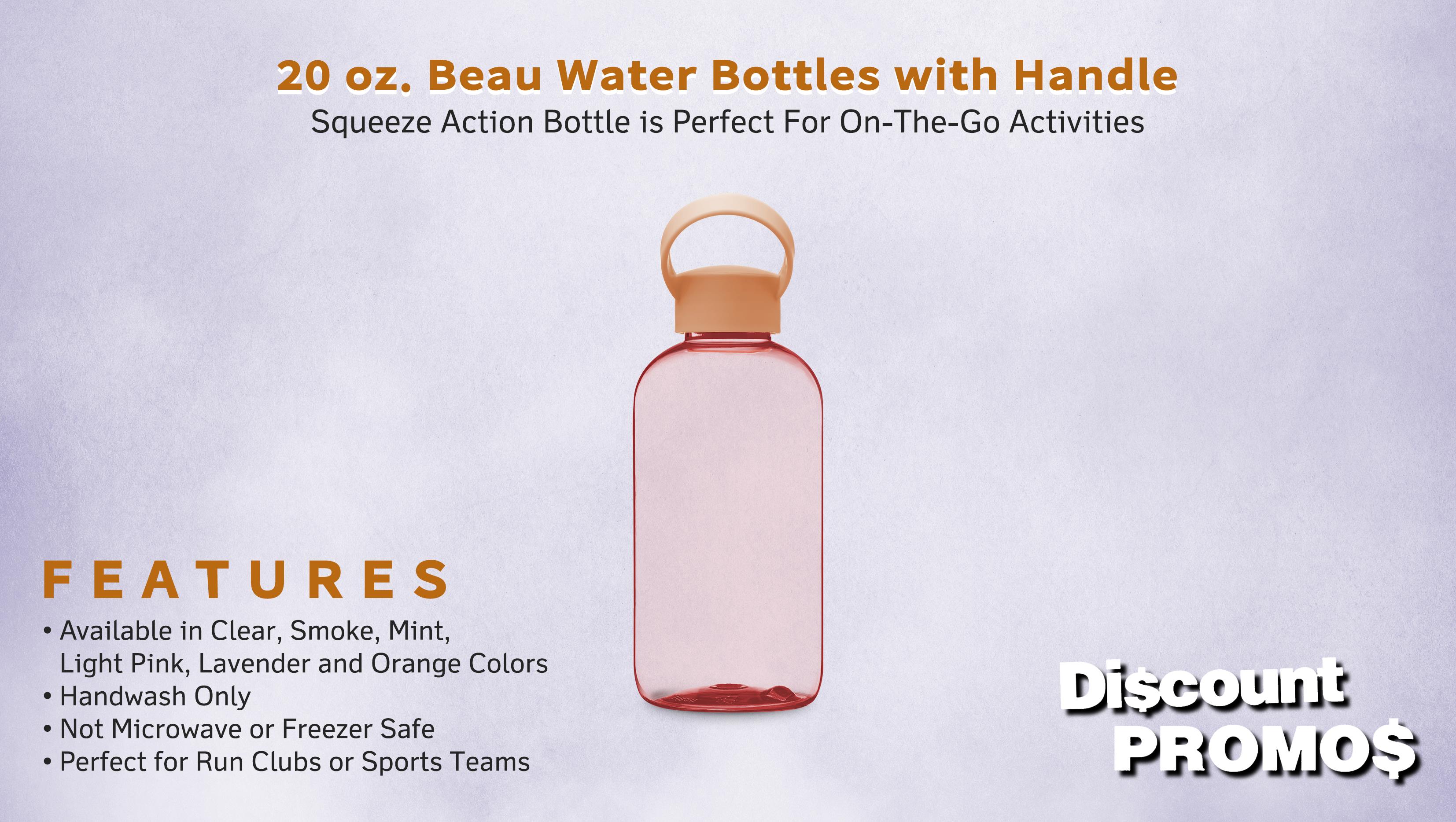 10 Beau Water Bottles with Handle Set, 20 oz. - Flexi-Grip, Plastic, Drinkware - Light Pink