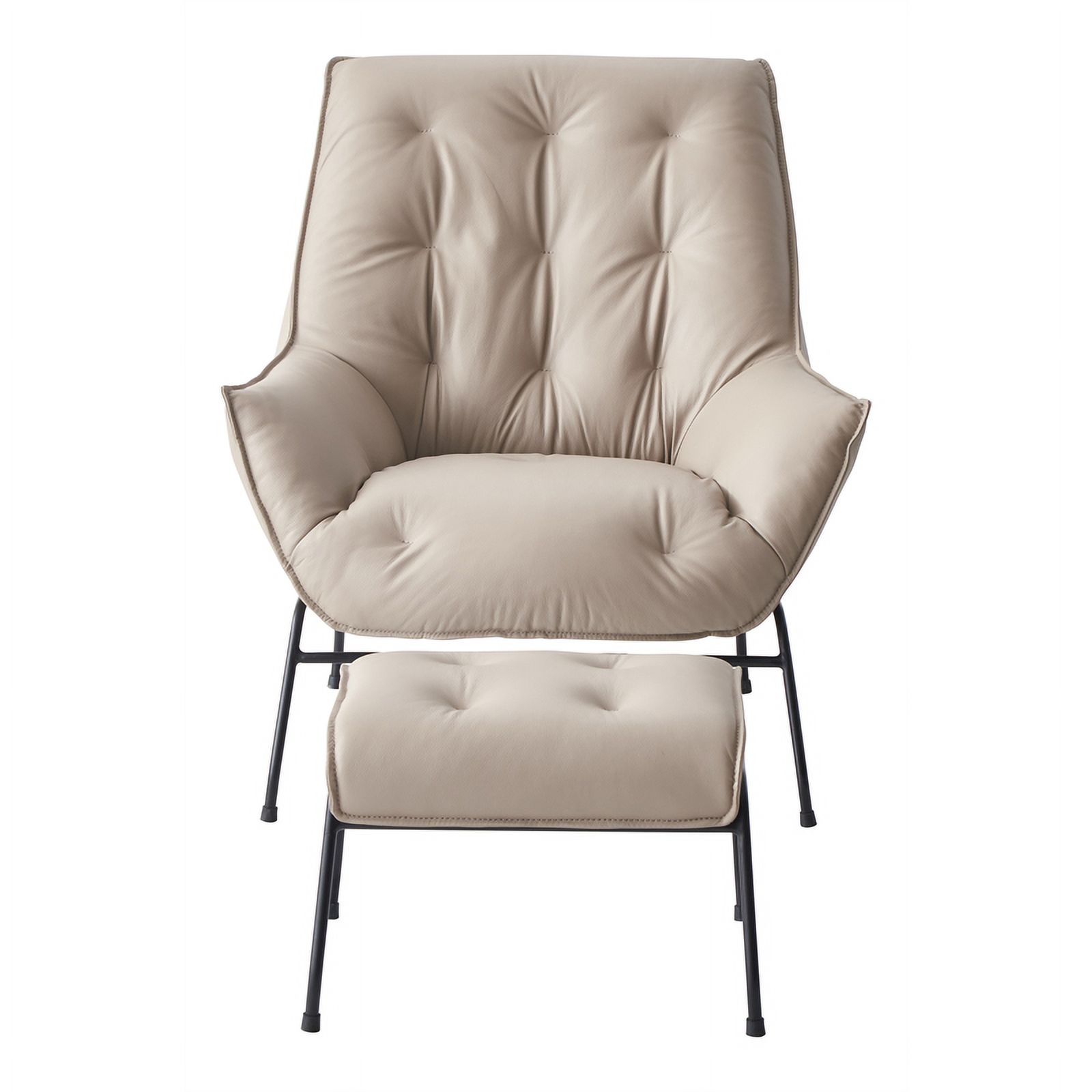 ACME Furniture Zusa Upholstered Leather Accent Chair and Ottoman in Khaki