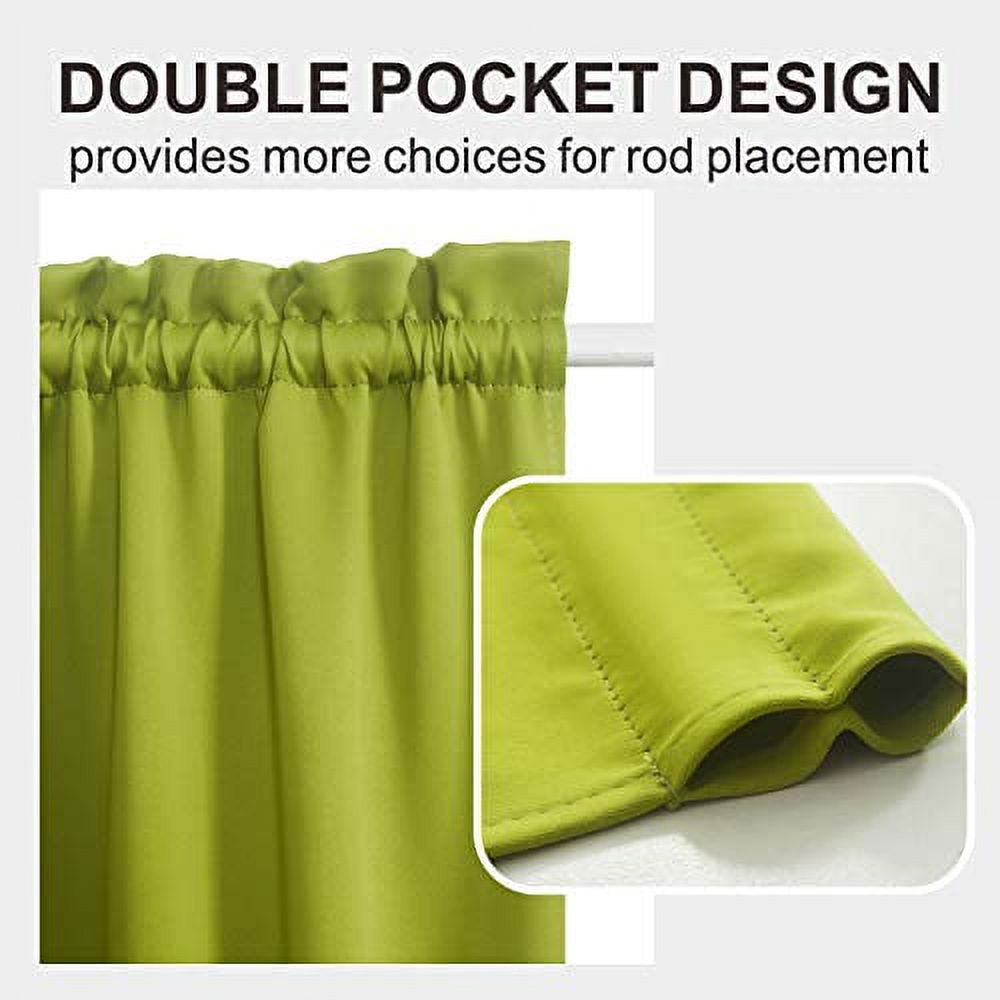 Aquazolax French Door Curtain Panels for Privacy - Solid Thermal Insulated Blackout Curtains Drapery 54x72-Inch Window Coverings for Patio Doors - One Piece, Greenery