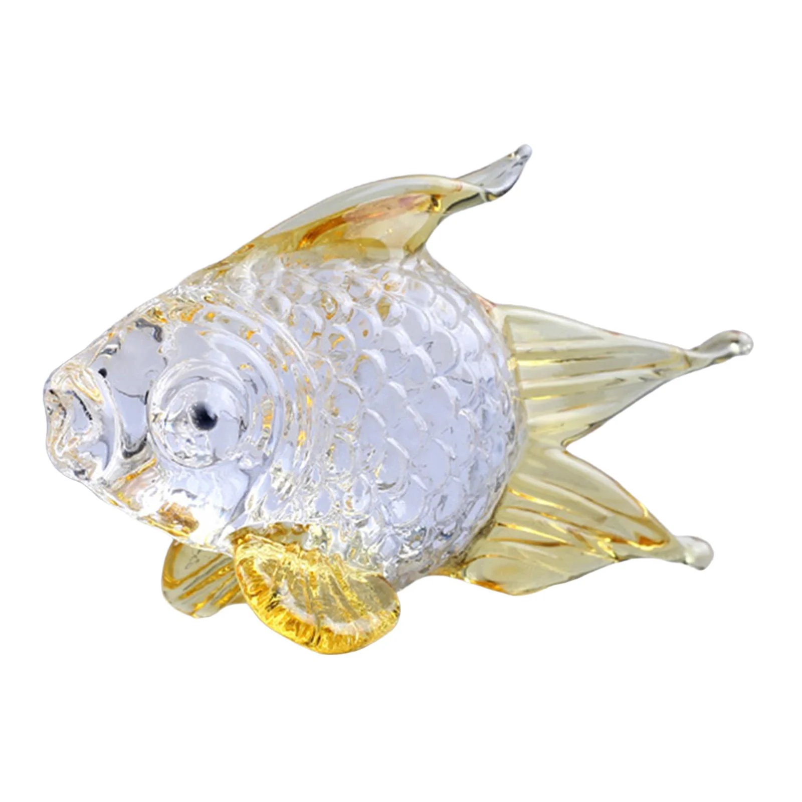 Hand Blown Glass Goldfish Figurine Decor Ornaments Collectible Miniature Animal Sculpture Handmade Craft for Home Entrance Study Living Room Aureate