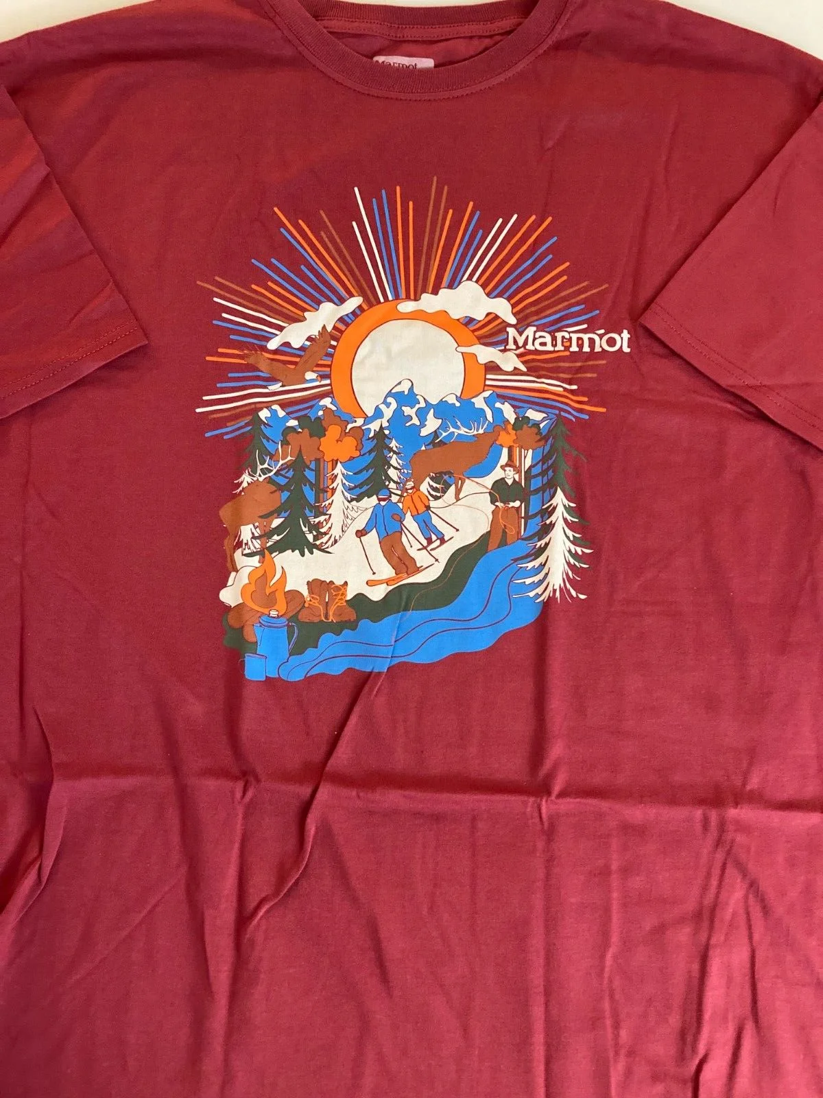 Marmot Men's Organic Cotton Descent Logo Tee in Manzanita Red-2XL