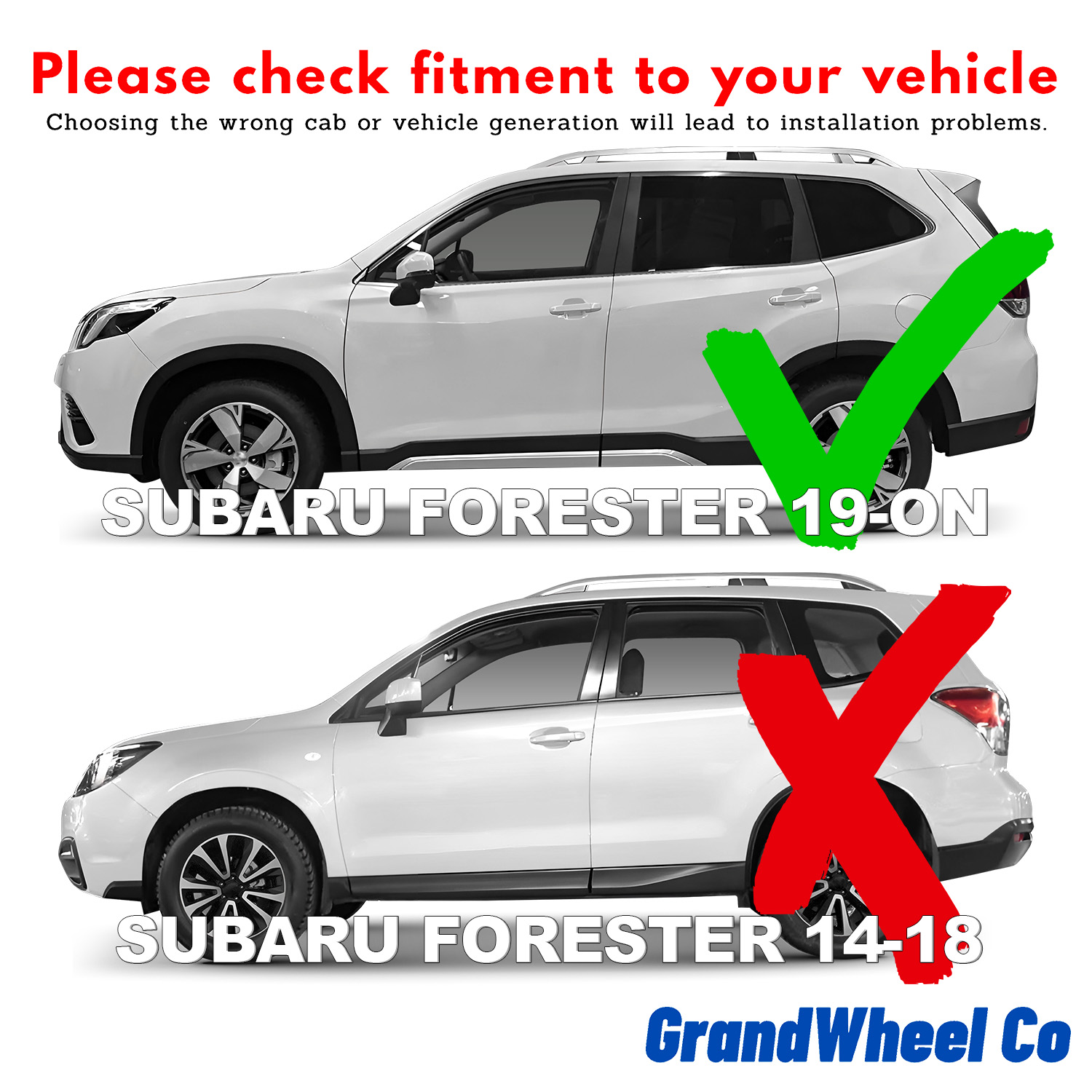 GrandWheel Co Smoke Tinted Tape-On Side Window Vent Visor Deflectors Rain Guards Compatible with Subaru Forester 2019-2024 - 4pcs. GW0369