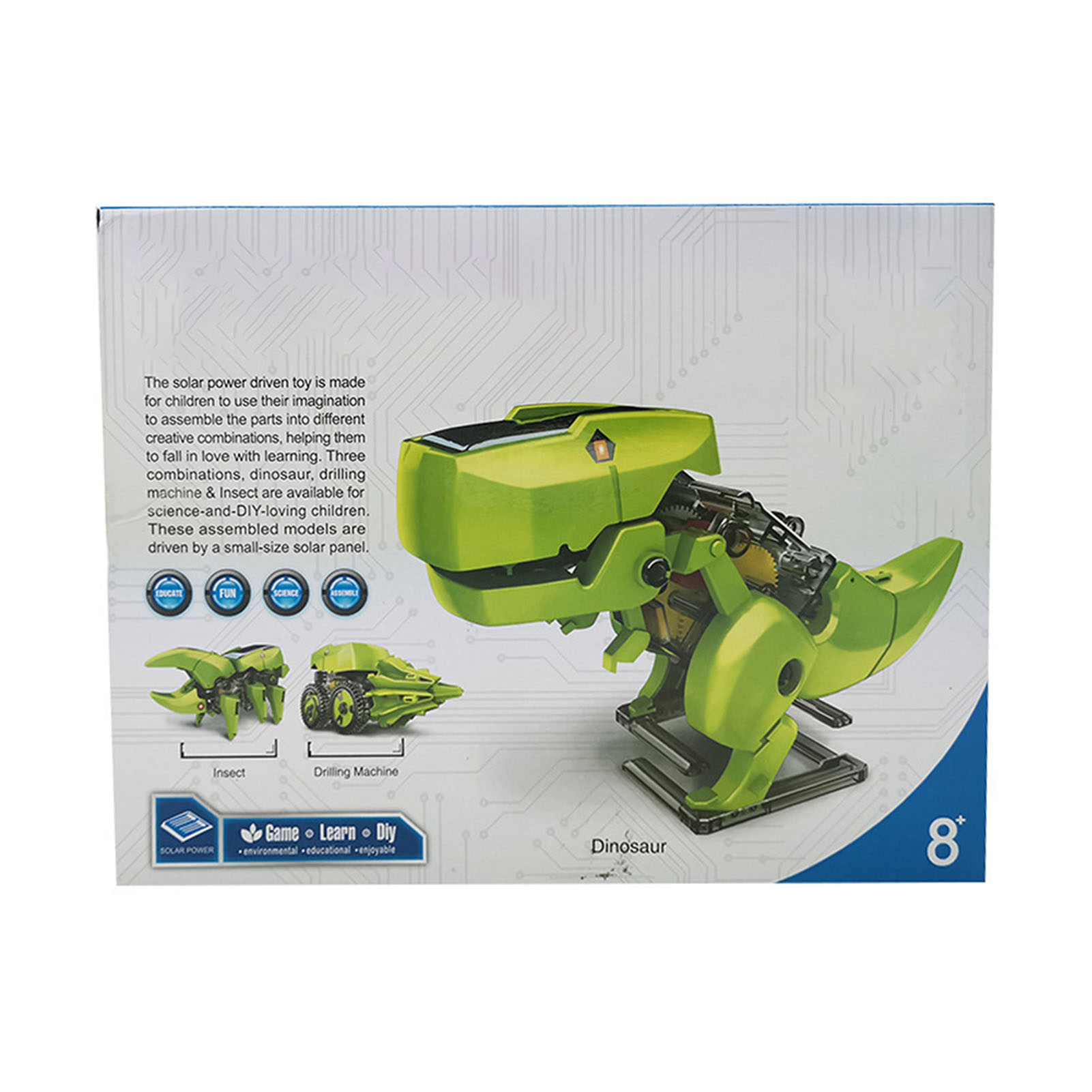 Robot Dinosaur Toys 3 in 1 Solar Insects Robots Drill Machines Assembled Building Games Toy for Children Aged 8 9 10 11 12