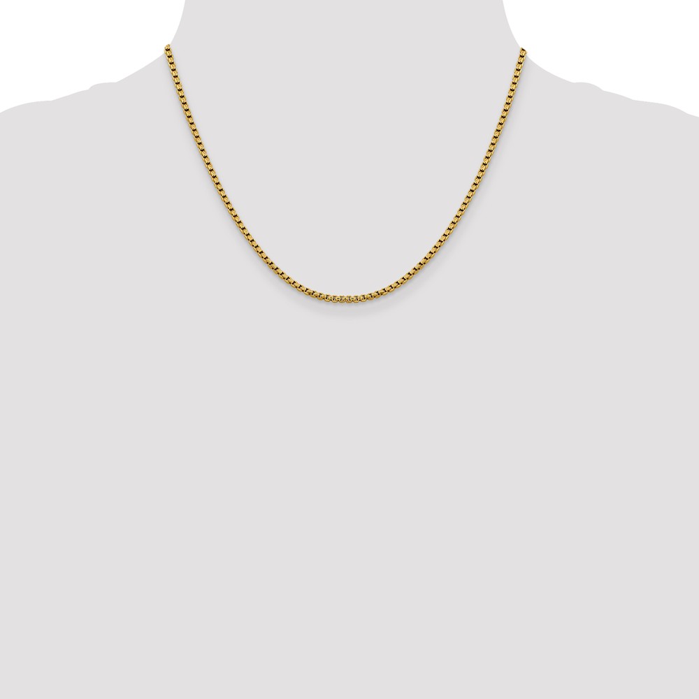 Leslie's Real 14kt Yellow Gold 2.4mm Diamond Cut Round Box Chain; 18 inch; Lobster Clasp; for Adults and Teens; for Women and Men