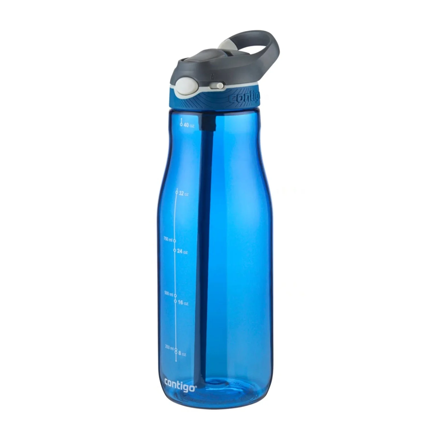 Contigo - Ashland AutoSpout Water Bottle with Straw, 1.2 Liter Capacity, Dishwasher Safe, Blue