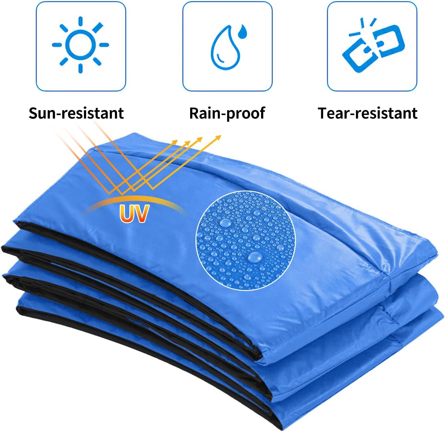 Trampoline Frame Pad Universal Replacement, 12Ft 14Ft 15Ft Safety Pad Spring Cover, Fit 5.5-7 Inch (12FT Blue)