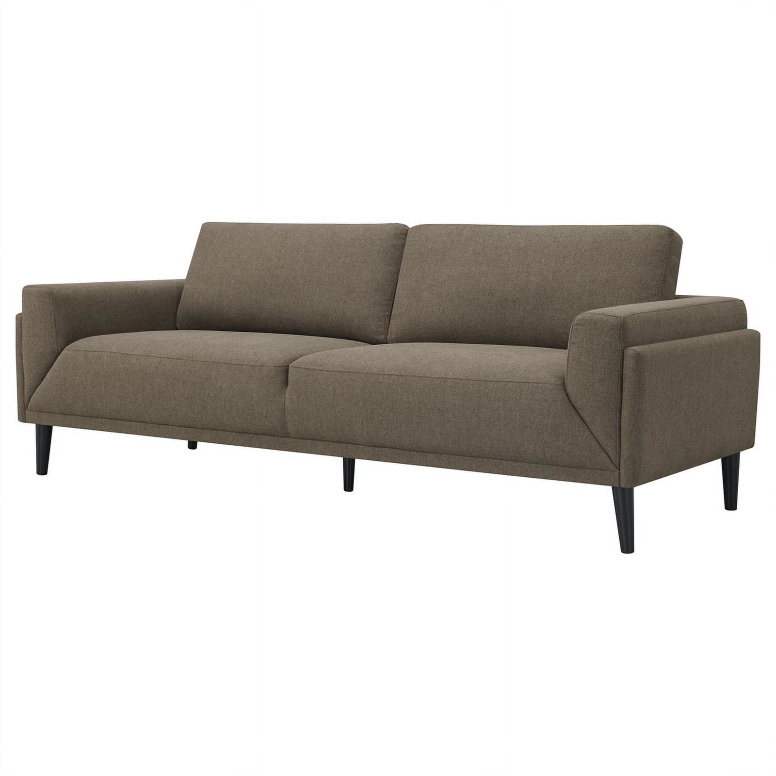 Pemberly Row Upholstered Fabric Sofa with Track Arms in Brown