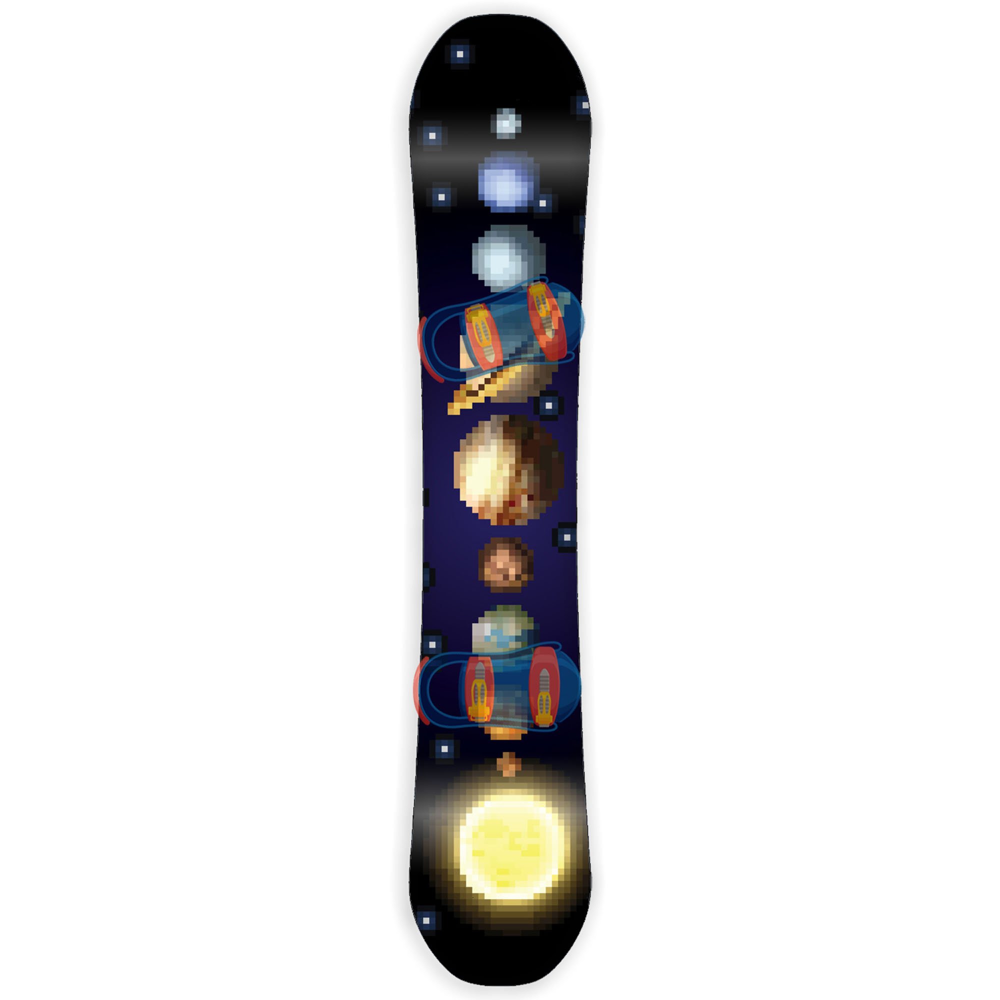 Snowboard Wrap Graphic Sticker Skin Cover - Includes Breakaway Knife - Universal Fit up to 65 inches and 14 inches Wide - 8 bit Solar System Planets