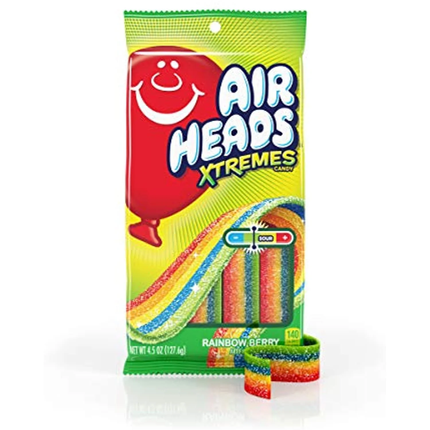 Airheads Candy Xtremes Belts Sour Candy, Easter, Rainbow Berry, Non Melting, Bulk Party Bag, 4.5 Oz (Bulk Pack Of 12)