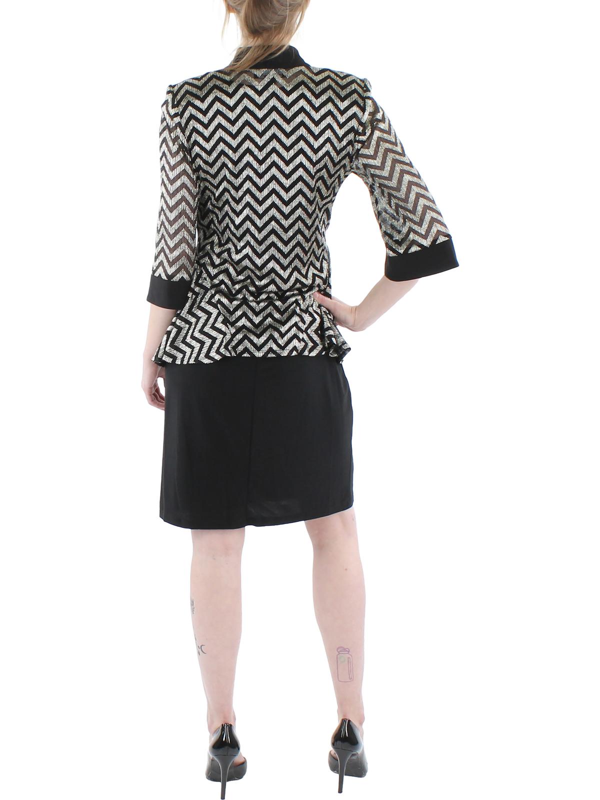 R&M Richards Womens Petites Metallic Chevron Two Piece Dress