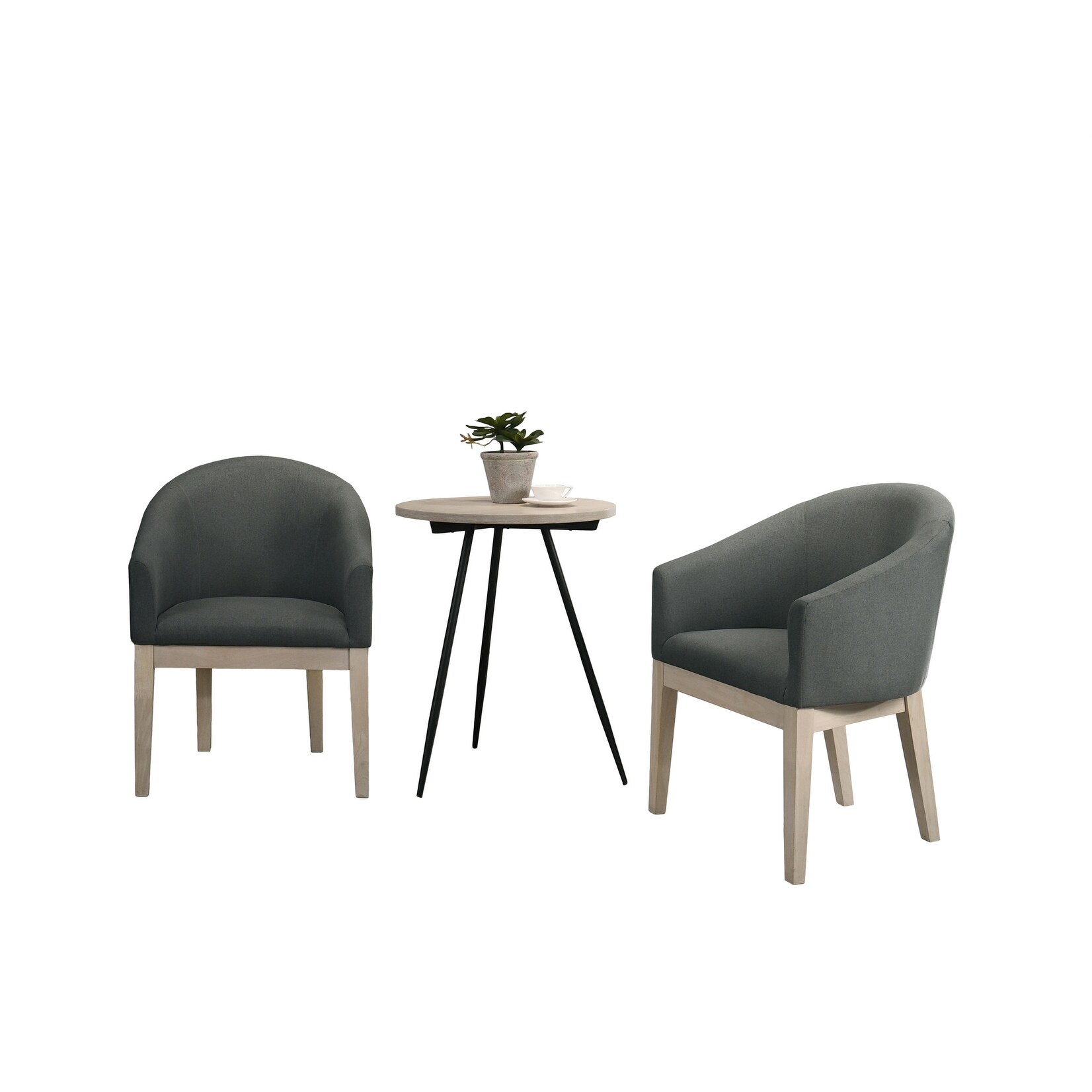 YJTONWIN Gray Fabric Accent Chairs and Side Table Living Room Set