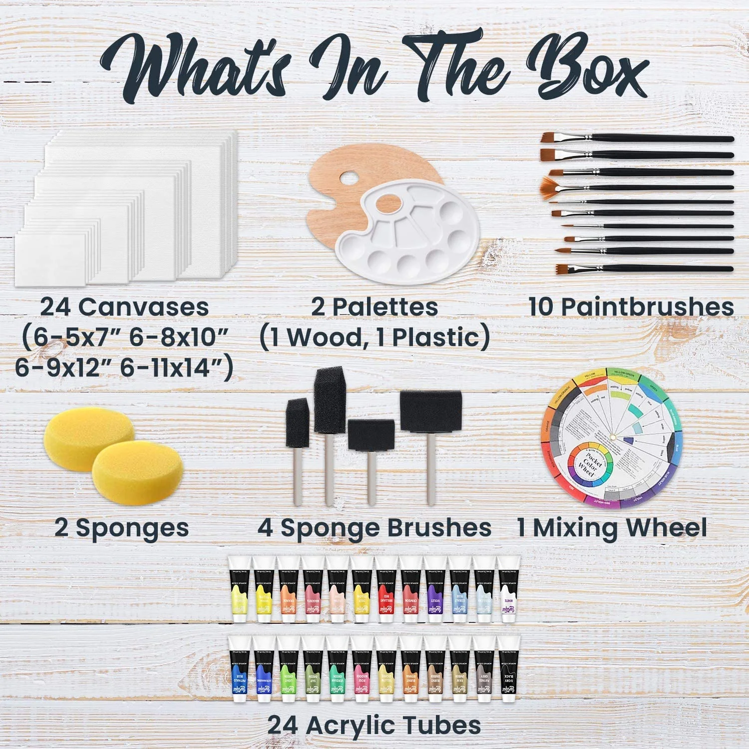 Lartique Painting Supplies, Acrylic Paint Set with 24 Canvas Boards for Painting and All Art Painting Supplies