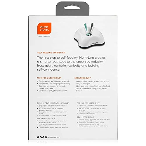 NumNum Starter Kit | Baby Bowl and Spoons Set (Stage 1 + Stage 2) | BPA Free Silicone ToddlerFeeding Supplies | Baby Led Weaning Bowl and Baby Utensils for Kids Ages 6 Months+