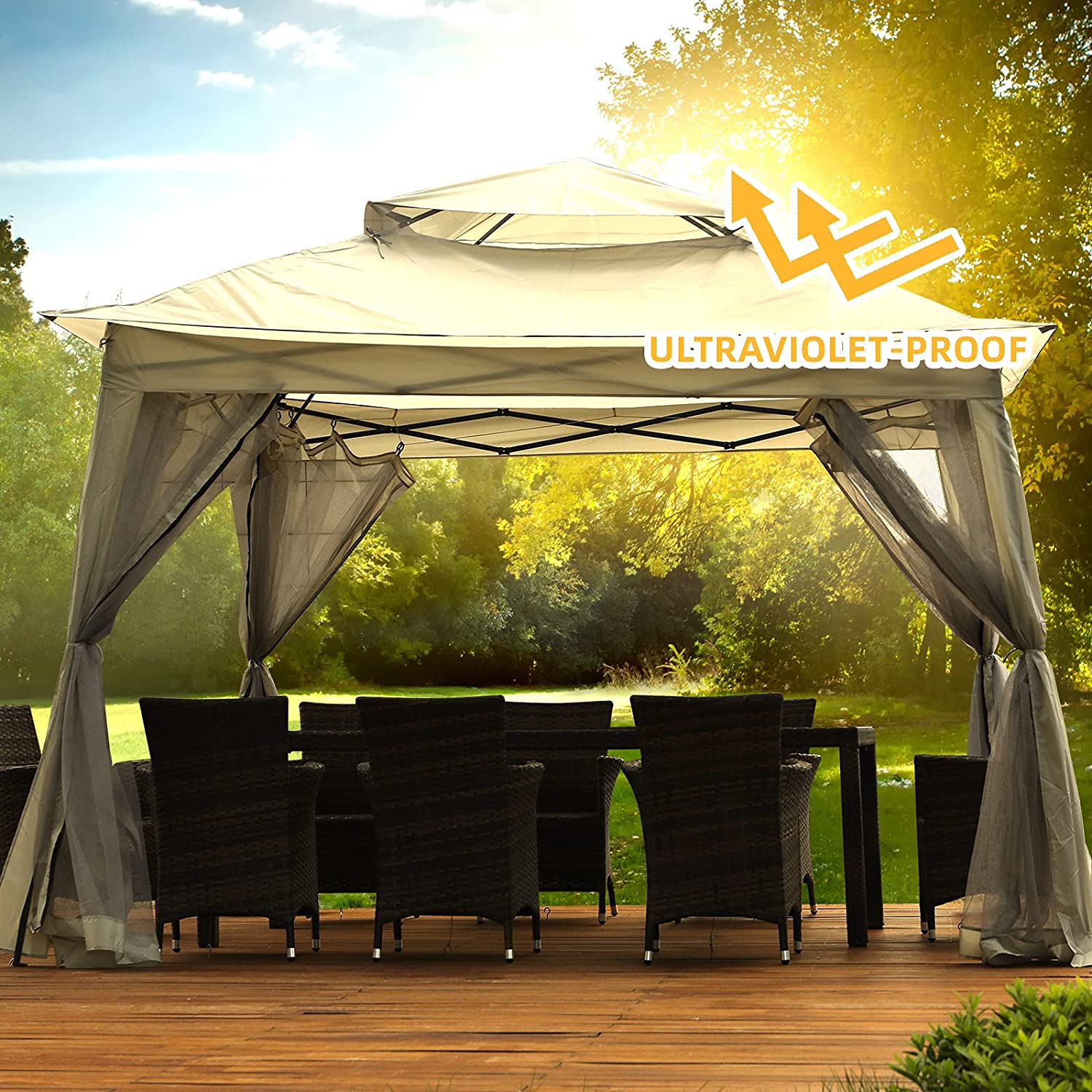 YIGOBUY 11 x 11 Outdoor Pop Up Gazebo Canopy Tent with Mosquito Netting for Patio Garden