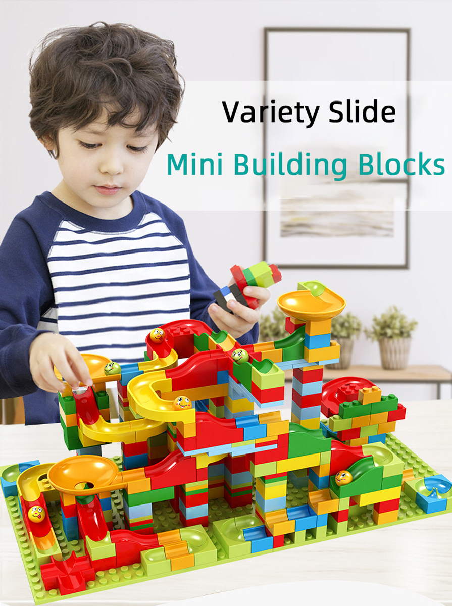 Jake Secer Building Blocks for Toddlers 186 Pcs Run Classic Big Blocks Toy Animals Building Kit with Balls Race Track for Kids Boys