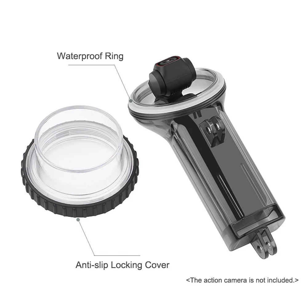 Sports Camera Waterproof Case Diving Housing Underwater 60M with Lanyard Replacement for Osmo Pocket 2 Action Camera