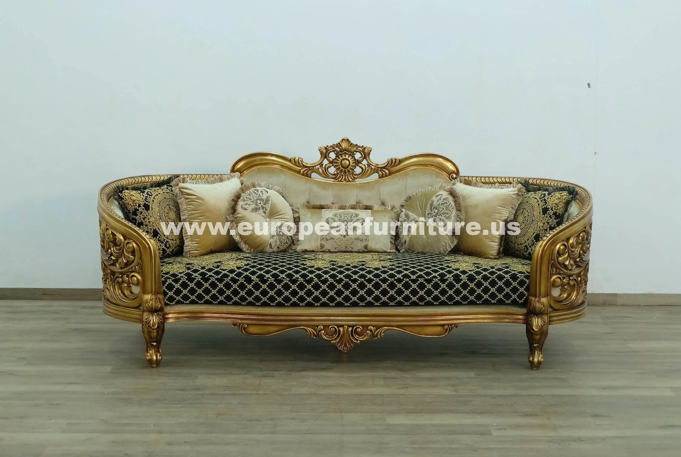 Luxury Antique-Bronze & Jacquard 30018 BELLAGIO Sofa EUROPEAN FURNITURE